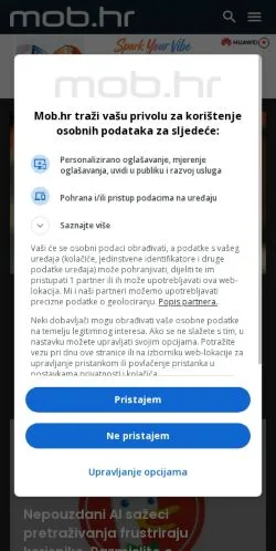Aperçu du site Mob Tehnologija, média de États-Unis pour articles sponsorisés