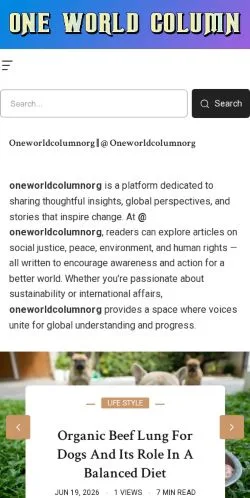 Preview of the OneWorldColumn website, listed for sponsored article publication