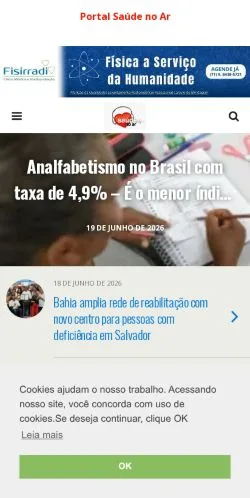 스폰서 기사용 브라질 매체 Saúde no Ar 사이트 미리보기