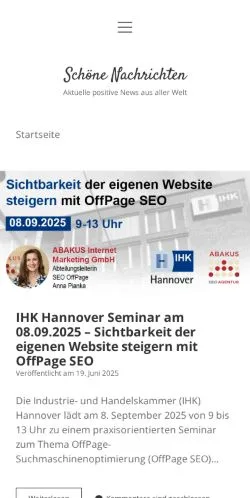 Podgląd witryny Schöne Nachrichten, medium z kraju Niemcy do artykułów sponsorowanych