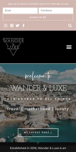 Podgląd witryny Wander & Luxe, medium z kraju Australia do artykułów sponsorowanych