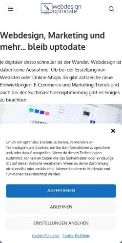 Vista previa del sitio Webdesign Uptodate, medio de Alemania para artículos patrocinados