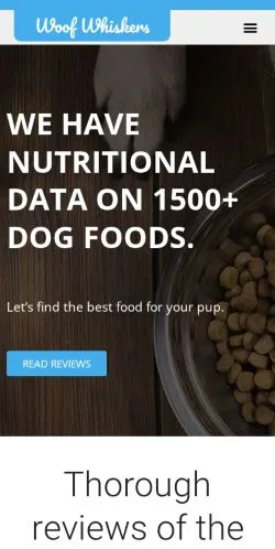 Anteprima del sito Woof Whiskers, media di Stati Uniti per articoli sponsorizzati
