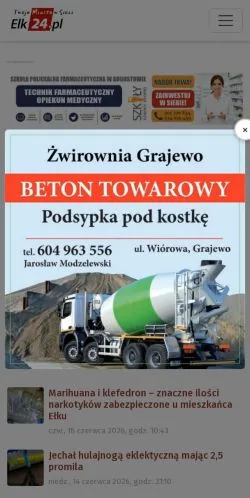 Anteprima del sito Portal regionalny Elk24, media di Polonia per articoli sponsorizzati