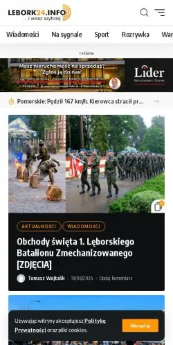 Anteprima del sito LĘBORK24.info, media di Polonia per articoli sponsorizzati