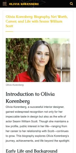 Anteprima del sito Olivia Korenberg, media di Stati Uniti per articoli sponsorizzati