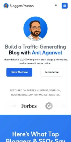 Anteprima del sito BloggersPassion, media di Stati Uniti per articoli sponsorizzati
