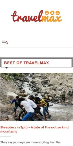 Podgląd witryny Travelmax, medium z kraju Indie do artykułów sponsorowanych
