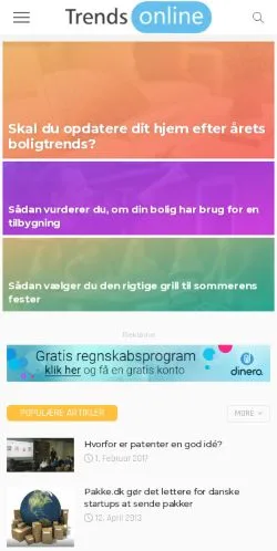 スポンサード記事向けのデンマークメディア、Trendsonlineのサイトプレビュー