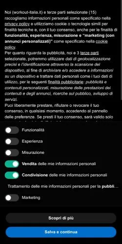 Anteprima del sito Workout-Italia, media di Italia per articoli sponsorizzati