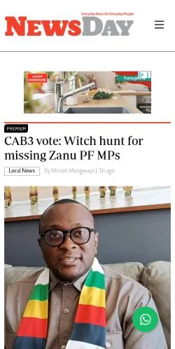 Anteprima del sito Newsday Zimbabwe, media di Stati Uniti per articoli sponsorizzati