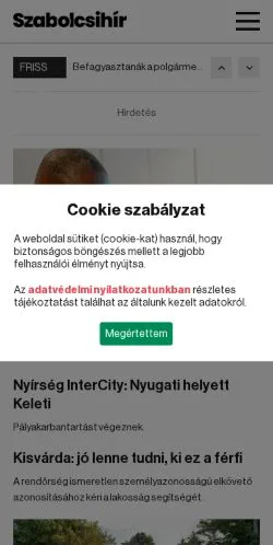 Anteprima del sito Szabolcsihír, media di Ungheria per articoli sponsorizzati