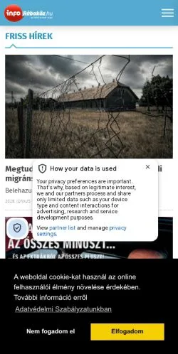 Anteprima del sito infoRábaköz, media di Ungheria per articoli sponsorizzati