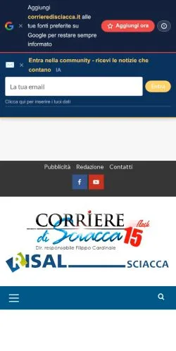 Anteprima del sito Corriere di Sciacca, media di Italia per articoli sponsorizzati