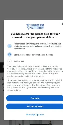 Anteprima del sito Business News Philippines, media di Stati Uniti per articoli sponsorizzati