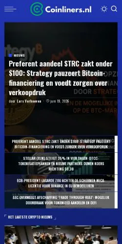 Sponsorlu makaleler için Hollanda medyası Coinliners sitesinin önizlemesi