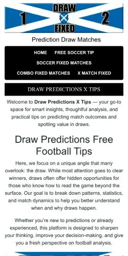 Förhandsvisning av webbplatsen Fixed Match Draw Tips, medium i USA för sponsrade artiklar