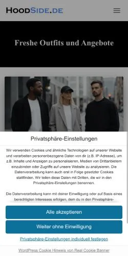 Vorschau der Website Hoodside, Medium aus Deutschland für gesponserte Artikel