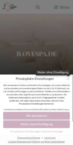スポンサード記事向けのドイツメディア、I Love Spaのサイトプレビュー