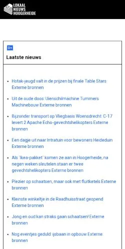Vista previa del sitio Lokaal Nieuws Hoogerheide, medio de Países Bajos para artículos patrocinados