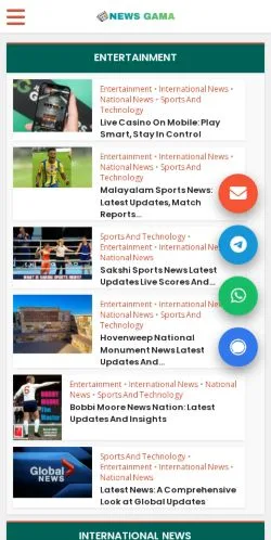 Anteprima del sito News Gama, media di Stati Uniti per articoli sponsorizzati