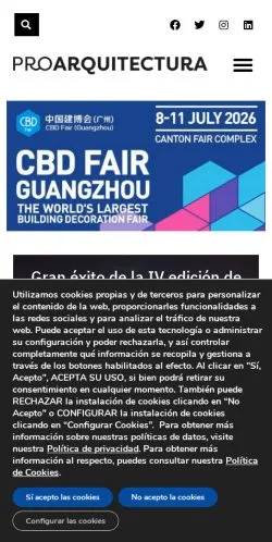 스폰서 기사용 스페인 매체 Proarquitectura 사이트 미리보기