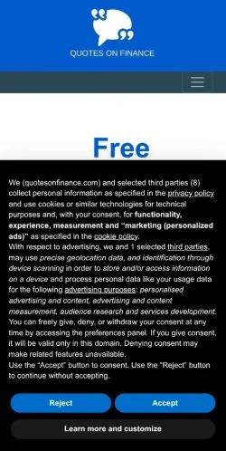 Preview of the Quotes On Finance website, a media outlet in United States for sponsored articles