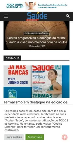 스폰서 기사용 포르투갈 매체 Saúde e Bem Estar 사이트 미리보기