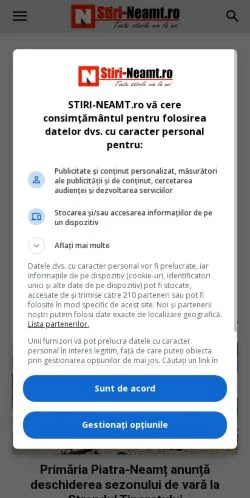 Anteprima del sito Stiri Neamt, media di Romania per articoli sponsorizzati
