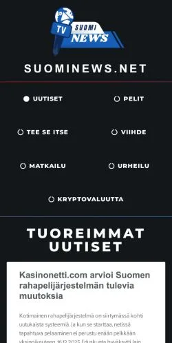 Anteprima del sito Uusi Suomi Uutiset, media di Finlandia per articoli sponsorizzati