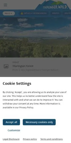 스폰서 기사용 독일 매체 Tourenportal Thüringer Wald 사이트 미리보기