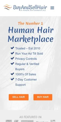 Anteprima del sito Buy And Sell Hair, media di Stati Uniti per articoli sponsorizzati
