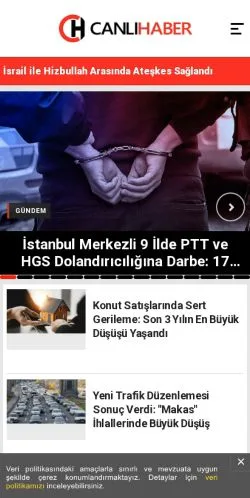 스폰서 기사용 튀르키예 매체 Canlı Haber 사이트 미리보기