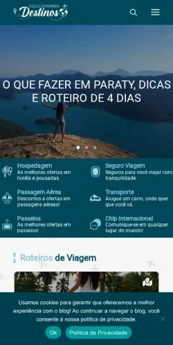 Anteprima del sito Colecionando Destinos, media di Brasile per articoli sponsorizzati