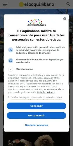 스폰서 기사용 칠레 매체 El Coquimbano 사이트 미리보기