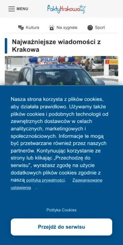 Anteprima del sito Fakty Krakowa, media di Polonia per articoli sponsorizzati