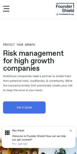 Voorbeeld van de site Founder Shield, medium uit Verenigde Staten voor gesponsorde artikelen