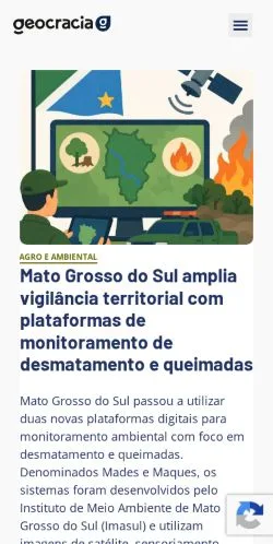 Vorschau der Website Geocracia, Medium aus Brasilien für gesponserte Artikel