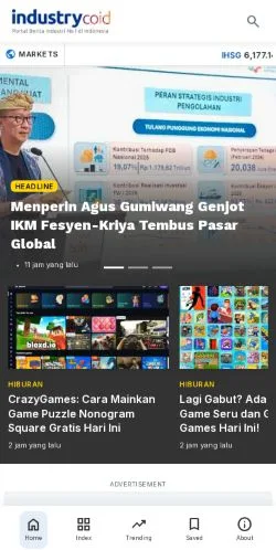 Anteprima del sito Industry News, media di Indonesia per articoli sponsorizzati