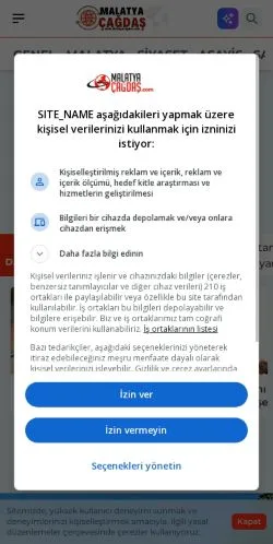 Podgląd witryny Malatya Çağdaş Haber, medium z kraju Turcja do artykułów sponsorowanych