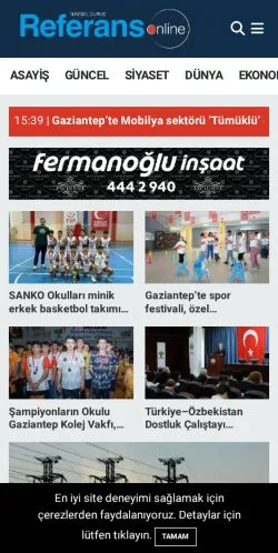 Vista previa del sitio Referans Gazetesi, medio de Turquía para artículos patrocinados