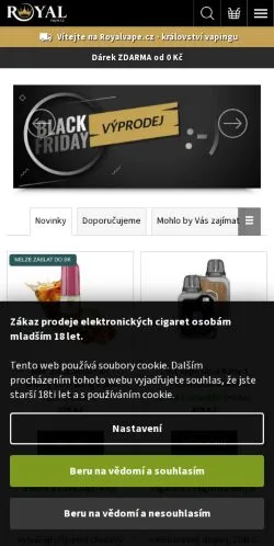 Anteprima del sito Royalvape, media di Cechia per articoli sponsorizzati