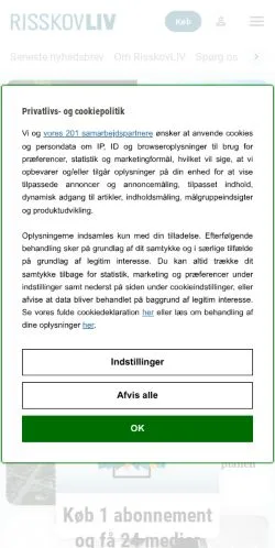 Anteprima del sito RisskovLIV  → Få overblikket her, media di Danimarca per articoli sponsorizzati