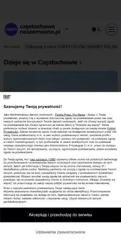 Anteprima del sito Częstochowa Nasze Miasto, media di Polonia per articoli sponsorizzati