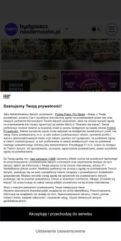 스폰서 기사용 폴란드 매체 Bydgoszcz Nasze Miasto 사이트 미리보기