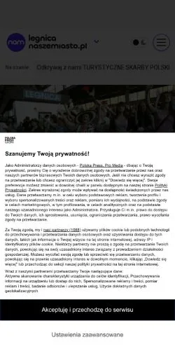Anteprima del sito Legnica Nasze Miasto, media di Polonia per articoli sponsorizzati