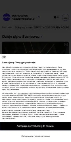 Anteprima del sito Sosnowiec Nasze Miasto, media di Polonia per articoli sponsorizzati