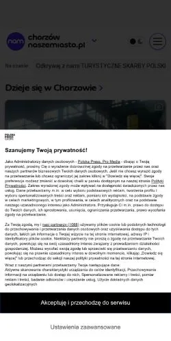 Podgląd witryny Chorzów Nasze Miasto, medium z kraju Polska do artykułów sponsorowanych