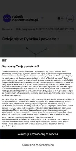 Anteprima del sito Rybnik Nasze Miasto, media di Polonia per articoli sponsorizzati