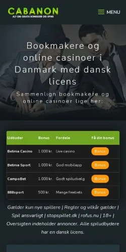 Forhåndsvisning av nettstedet Bookmakere I DK, medium fra Danmark for sponsede artikler